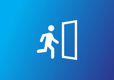 Adam ve kapı çalışan basit web simgesi