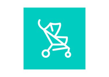 çocuk arabası düz simgesi, vektör, illüstrasyon