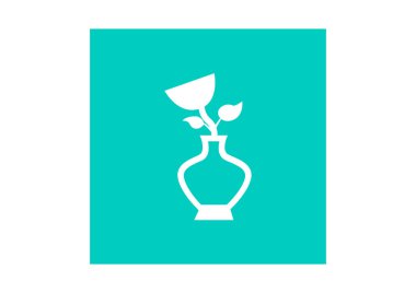  vazo çiçek düz simgesi, vektör, illüstrasyon