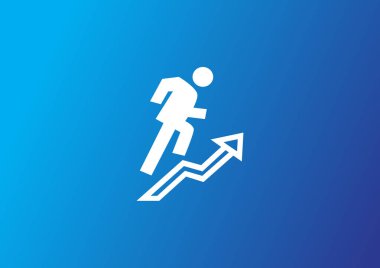  işadamı tırmanma düz simgesi, vektör, illüstrasyon.