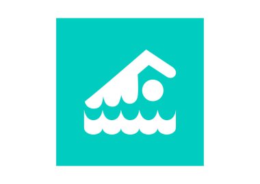 yüzücü düz simgesi, vektör, illüstrasyon