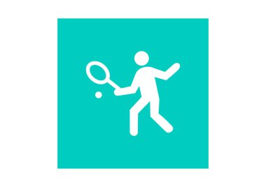 Tenis oyuncu düz simgesi, vektör, illüstrasyon