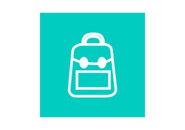 Sırt çantası düz simgesi, vektör, illüstrasyon