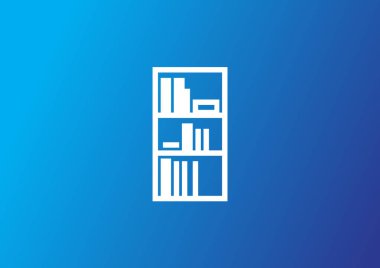 Kitaplık düz simgesi, vektör illüstrasyonu