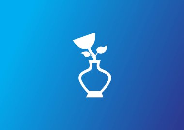  vazo çiçek düz simgesi, vektör, illüstrasyon