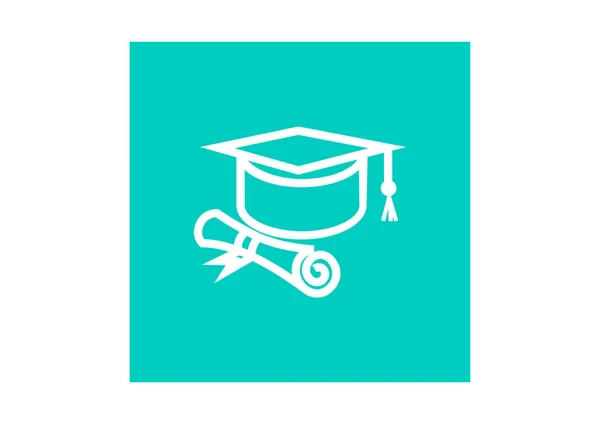 Graduation Hat Diploma Flat Icon Vector Illustration — Stock Vector