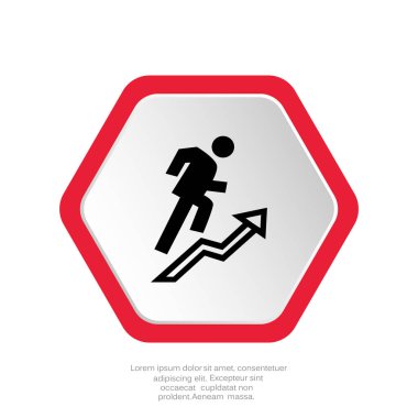  işadamı tırmanma düz simgesi, vektör, illüstrasyon.