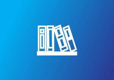 Kitaplık düz simgesi, vektör illüstrasyonu