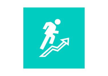  işadamı tırmanma düz simgesi, vektör, illüstrasyon.