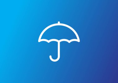 şemsiye düz simgesi, vektör çizim