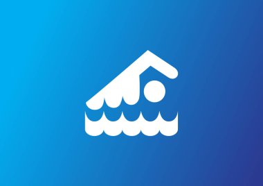 yüzücü düz simgesi, vektör, illüstrasyon