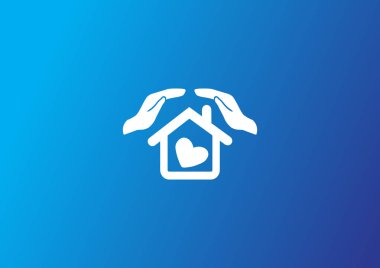 mavi arka plan üzerinde koruma ve ev sigorta simgesi