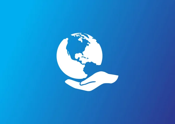 Icône Assurance Terre Sur Fond Bleu — Image vectorielle