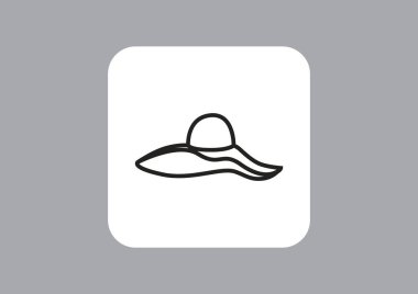 kadın yaz şapka düz simgesi, vektör, illüstrasyon