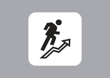  işadamı tırmanma düz simgesi, vektör, illüstrasyon.