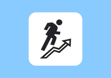  işadamı tırmanma düz simgesi, vektör, illüstrasyon.