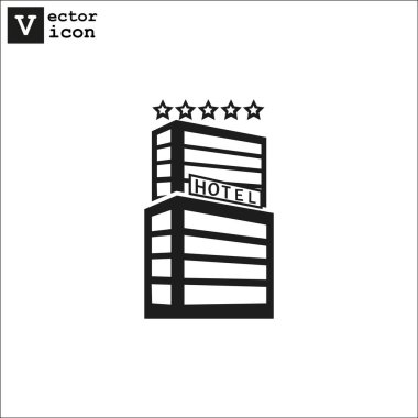 Otel web simgesi, vektör illüstrasyonu 
