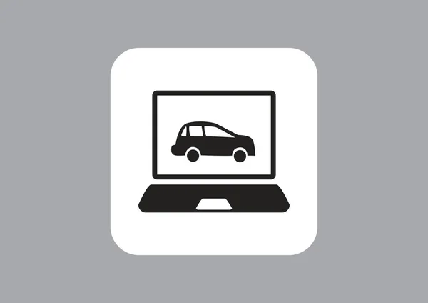 Laptop with car on screen icon — Stock Vector