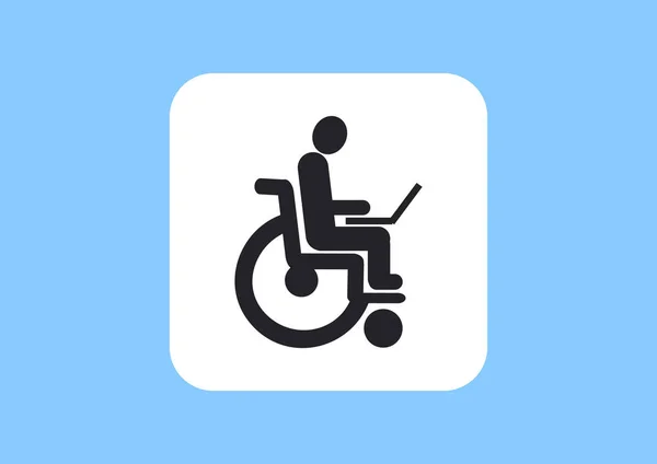 Disabled person with laptop — Stock Vector