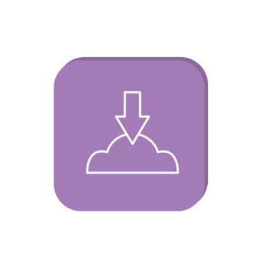 Bulut dosya indirme sembolü, anahat vektör çizim