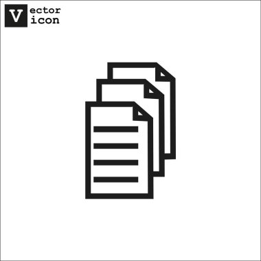 Dosyaları veya belgeleri web simgesi, vektör anahat çizim