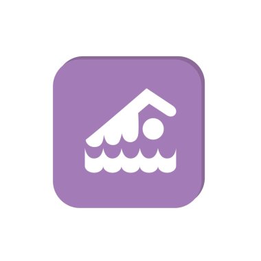 yüzücü düz simgesi, vektör, illüstrasyon