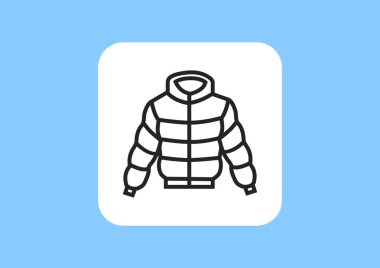 Kış ceket düz simgesi, vektör, illüstrasyon