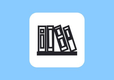 Kitaplık düz simgesi, vektör illüstrasyonu