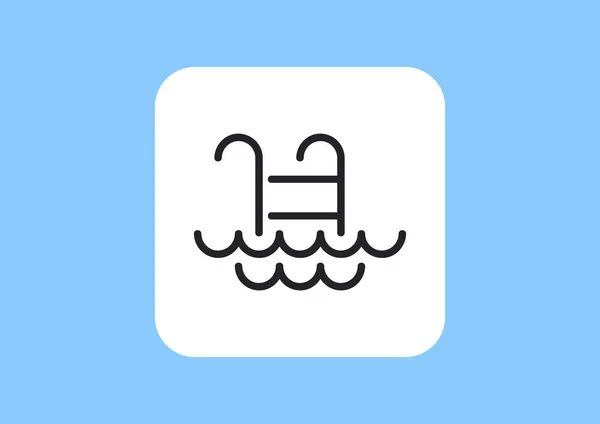Scaletta piscina con icona onde — Vettoriale Stock