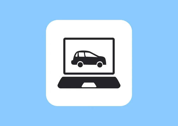 Laptop with car on screen icon — Stock Vector