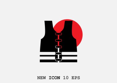 Can yeleği web simgesi, basit anahat vektör çizim
