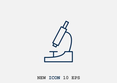 Mikroskop basit web simgesi, anahat vektör çizim