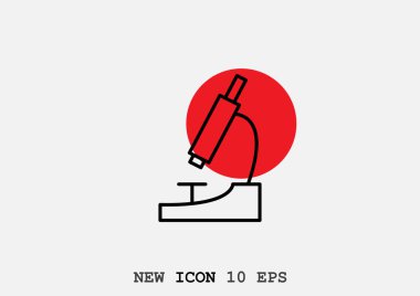 Mikroskop basit web simgesi, anahat vektör çizim