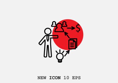 Reklam kavramı web simgesi, basit anahat vektör çizim