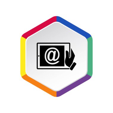 Dijital tablet basit web simgesi, anahat vektör çizim