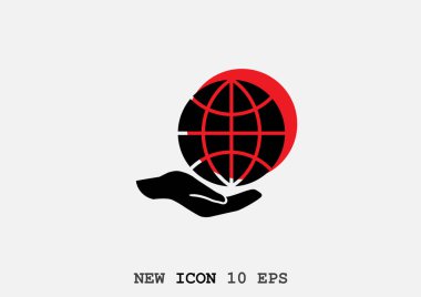 El web simgesi, anahat vektör çizim üzerinde basit dünya