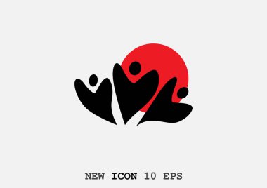 Grup insanlar soyut simgesinin, basit anahat vektör illustrstion