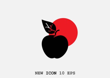 Elma yaprak web simgesi, anahat vektör çizim ile