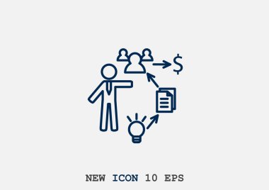 Reklam kavramı web simgesi, basit anahat vektör çizim