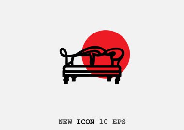 kanepe düz simgesi, vektör çizim