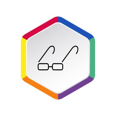 Dikdörtgen gözlük basit simgesi, anahat vektör çizim