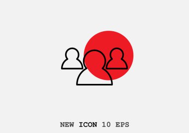 İnsanlar basit web simgesi, anahat vektör çizim grup