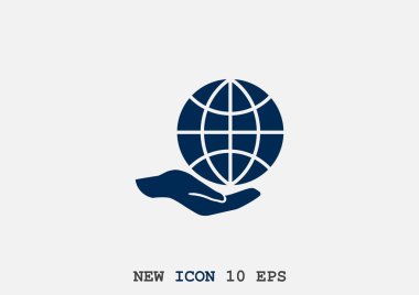 El web simgesi, anahat vektör çizim üzerinde basit dünya