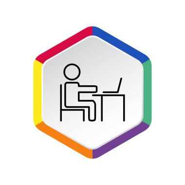 Adam masada dizüstü bilgisayar kutsal kişilerin resmi ile