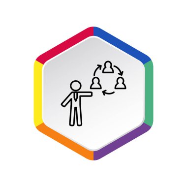 İnsan ile iletişim sembolü, basit anahat vektör çizim