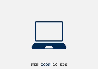 Basit dizüstü web simgesi, anahat vektör çizim