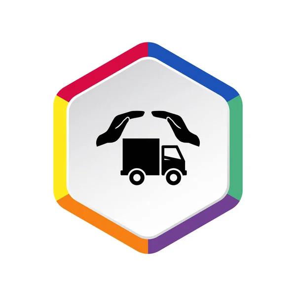 Truck met handen eenvoudige web pictogram — Stockvector