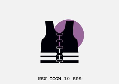 Can yeleği web simgesi, basit anahat vektör çizim