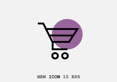 Alışveriş sepeti basit web simgesi, anahat vektör çizim