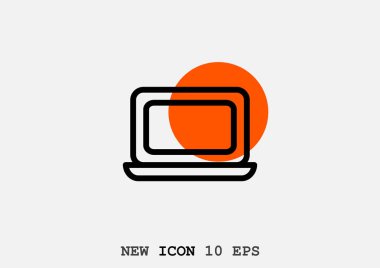 Basit dizüstü web simgesi, anahat vektör çizim